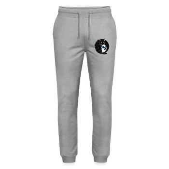 Schwarze Katze - Stanley/Stella Unisex Bio Jogginghose Mover  - Grau meliert - Vorne - Marisol (170cm) & Nik (191cm)