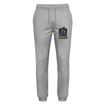 Erobere die Digitale Welt im Retro-Stil - Stanley/Stella Unisex Bio Jogginghose Mover  - Grau meliert - Vorne - Marisol (170cm) & Nik (191cm)