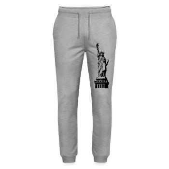 Freiheitsstatue Silhouette - Stanley/Stella Unisex Bio Jogginghose Mover  - Grau meliert - Vorne - Marisol (170cm) & Nik (191cm)