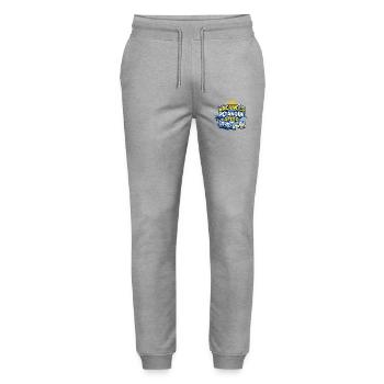 Vacances Pétanque Apéro Humour Été - Pantalon de jogging bio MOVER Stanley/Stella unisexe - gris chiné - Devant - Marisol (170cm) & Nik (191cm)