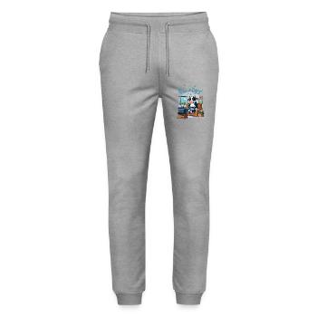 Moo Relax And Enjoy Funny Animals - Stanley/Stella Mover Unisex Organic Jogging Trousers - heather grey - Front - Marisol (170cm) & Nik (191cm)