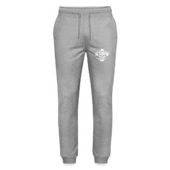 Mexican Skull Mexico - Stanley/Stella Mover Unisex Organic Jogging Trousers - heather grey - Front - Marisol (170cm) & Nik (191cm)