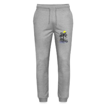 Palm Tree Holidays Beach Summer - Stanley/Stella Mover Unisex Organic Jogging Trousers - heather grey - Front - Marisol (170cm) & Nik (191cm)
