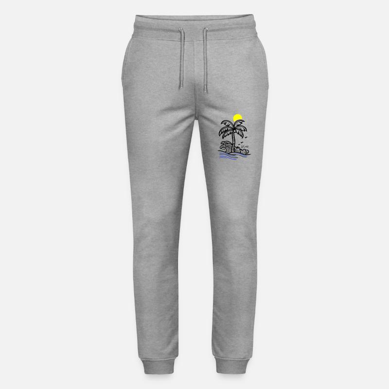 Palm Tree Holidays Beach Summer - Stanley/Stella Mover Unisex Organic Jogging Trousers - heather grey