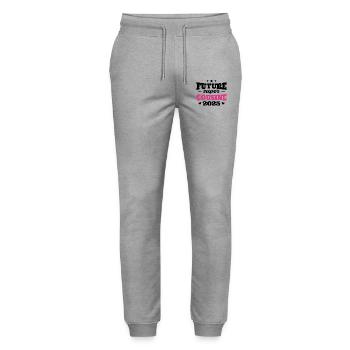 Future Super Cousine 2025 Annonce Grossesse - Pantalon de jogging bio MOVER Stanley/Stella unisexe - gris chiné - Devant - Marisol (170cm) & Nik (191cm)