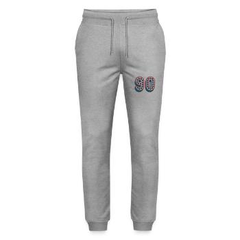 JAHRESTAG. ALLES GUTE ZUM GEBURTSTAG. ALLES GUTE ZUM GEBURTSTAG - Stanley/Stella Unisex Bio Jogginghose Mover  - Grau meliert - Vorne - Marisol (170cm) & Nik (191cm)