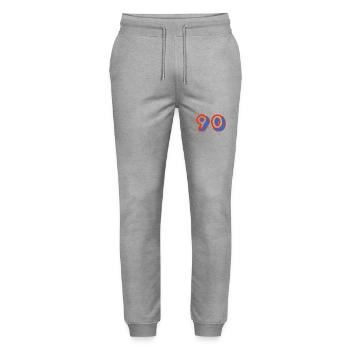 90. 90 YEARS. 90TH ANNIVERSARY. 90TH ANNIVERSARY. - Stanley/Stella Mover Unisex Organic Jogging Trousers - heather grey - Front - Marisol (170cm) & Nik (191cm)