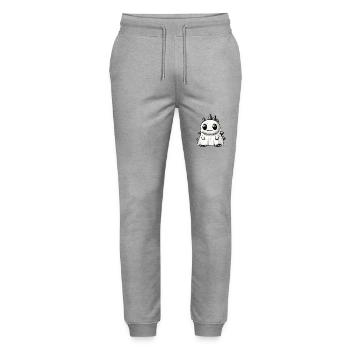 Dinosaur Stegosaurus Halloween Ghost - Stanley/Stella Mover Unisex Organic Jogging Trousers - heather grey - Front - Marisol (170cm) & Nik (191cm)