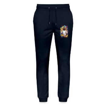 Banana Man - Stanley/Stella Mover Unisex Organic Jogging Trousers - navy - Front - Marisol (170cm) & Nik (191cm)