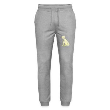 Boxer Hund Silhouette - Stanley/Stella Unisex Bio Jogginghose Mover  - Grau meliert - Vorne - Marisol (170cm) & Nik (191cm)