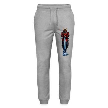 Red Warrior Samurai Coat - Stanley/Stella Mover Unisex Organic Jogging Trousers - heather grey - Front - Marisol (170cm) & Nik (191cm)