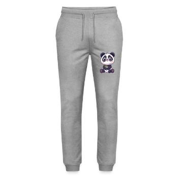 Niedlicher Panda - Stanley/Stella Unisex Bio Jogginghose Mover  - Grau meliert - Vorne - Marisol (170cm) & Nik (191cm)