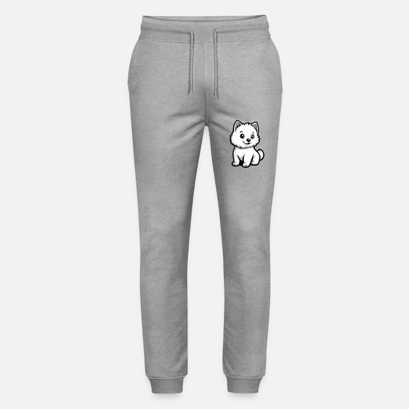 Samoyède chien bande dessinée mignon - Pantalon de jogging bio MOVER Stanley/Stella unisexe - gris chiné