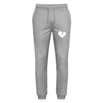 Heart Symbol Three Parts Love Cut - Stanley/Stella Mover Unisex Organic Jogging Trousers - heather grey - Front - Marisol (170cm) & Nik (191cm)