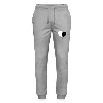 Heart Symbol Two Parts Love Pattern - Stanley/Stella Mover Unisex Organic Jogging Trousers - heather grey - Front - Marisol (170cm) & Nik (191cm)