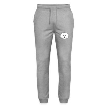 Dog Pet Animal Symbol Shape Head - Stanley/Stella Mover Unisex Organic Jogging Trousers - heather grey - Front - Marisol (170cm) & Nik (191cm)