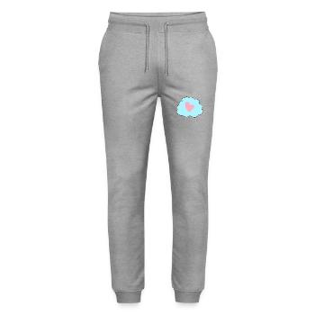 Cloud Blue Symbol Heart Love - Stanley/Stella Mover Unisex Organic Jogging Trousers - heather grey - Front - Marisol (170cm) & Nik (191cm)