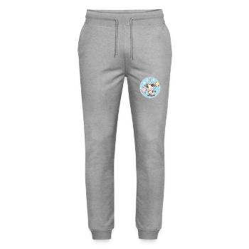 Vache Anniversaire Bébé - Pantalon de jogging bio MOVER Stanley/Stella unisexe - gris chiné - Devant - Marisol (170cm) & Nik (191cm)