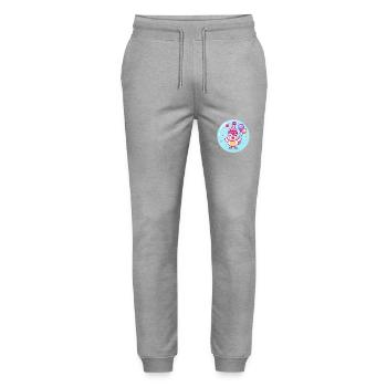Chicken Birthday Baby - Stanley/Stella Mover Unisex Organic Jogging Trousers - heather grey - Front - Marisol (170cm) & Nik (191cm)