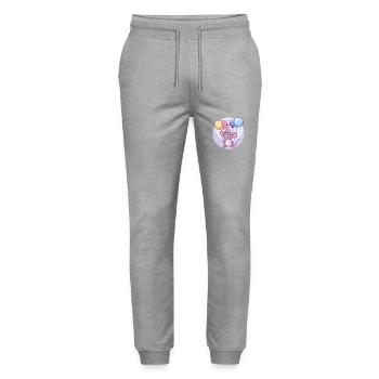 Souris Anniversaire Bébé - Pantalon de jogging bio MOVER Stanley/Stella unisexe - gris chiné - Devant - Marisol (170cm) & Nik (191cm)