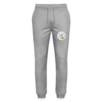 Turtle Birthday Baby - Stanley/Stella Mover Unisex Organic Jogging Trousers - heather grey - Front - Marisol (170cm) & Nik (191cm)