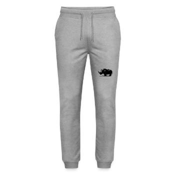 Rhino Silhouette - Stanley/Stella Mover Unisex Organic Jogging Trousers - heather grey - Front - Marisol (170cm) & Nik (191cm)