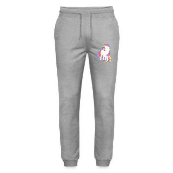 Enchanted Rainbow Mane Unicorn - Stanley/Stella Mover Unisex Organic Jogging Trousers - heather grey - Front - Marisol (170cm) & Nik (191cm)