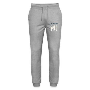Sun and Surf Vintage Surfboard Beach Design - Stanley/Stella Unisex Bio Jogginghose Mover  - Grau meliert - Vorne - Marisol (170cm) & Nik (191cm)