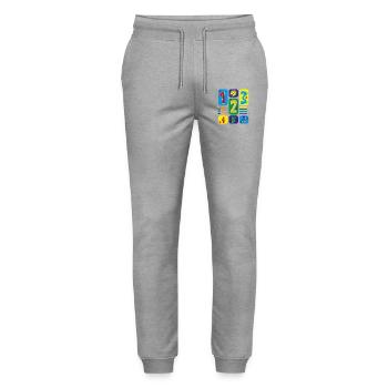 Tolle Zahlen für die Grundschulzeit. - Stanley/Stella Unisex Bio Jogginghose Mover  - Grau meliert - Vorne - Marisol (170cm) & Nik (191cm)