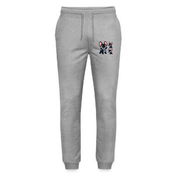 French Bulldog 8 - Stanley/Stella Mover Unisex Organic Jogging Trousers - heather grey - Front - Marisol (170cm) & Nik (191cm)