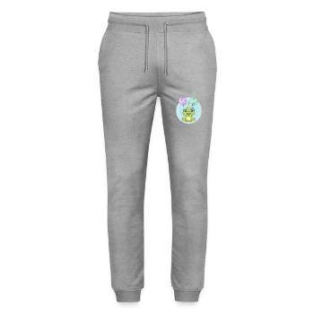 Frog Birthday Baby - Stanley/Stella Mover Unisex Organic Jogging Trousers - heather grey - Front - Marisol (170cm) & Nik (191cm)