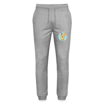 Canard Anniversaire Bébé - Pantalon de jogging bio MOVER Stanley/Stella unisexe - gris chiné - Devant - Marisol (170cm) & Nik (191cm)