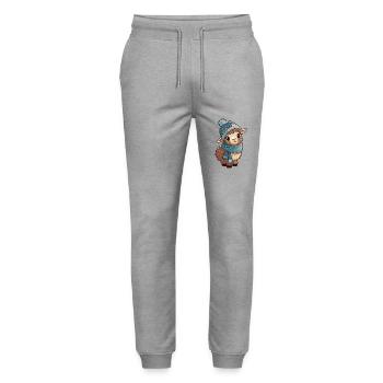 Niedliches Lama mit Schal und Pudelmütze. - Stanley/Stella Unisex Bio Jogginghose Mover  - Grau meliert - Vorne - Marisol (170cm) & Nik (191cm)