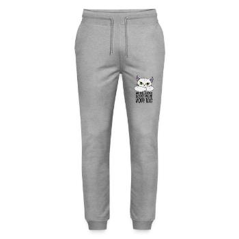 Katze Sprüche Wer früh aufsteht hasst mehr vom Tag - Stanley/Stella Unisex Bio Jogginghose Mover  - Grau meliert - Vorne - Marisol (170cm) & Nik (191cm)