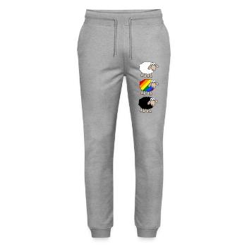 Regenbogen Schaf - Stanley/Stella Unisex Bio Jogginghose Mover  - Grau meliert - Vorne - Marisol (170cm) & Nik (191cm)