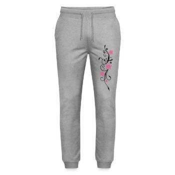 Beautiful, filigree flowers. Floral element. - Stanley/Stella Mover Unisex Organic Jogging Trousers - heather grey - Front - Marisol (170cm) & Nik (191cm)