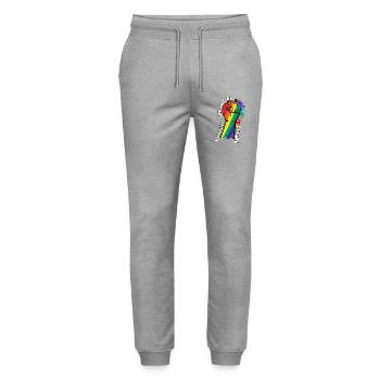 Statement-Sticker Menschenrechte - Stanley/Stella Unisex Bio Jogginghose Mover  - Grau meliert - Vorne - Marisol (170cm) & Nik (191cm)