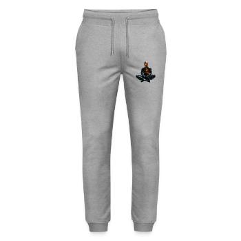 LavaKern Meditationsfigur - Stanley/Stella Unisex Bio Jogginghose Mover  - Grau meliert - Vorne - Marisol (170cm) & Nik (191cm)