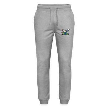 Weltflugzeug Symbolik - Stanley/Stella Unisex Bio Jogginghose Mover  - Grau meliert - Vorne - Marisol (170cm) & Nik (191cm)