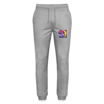 21 Number Colorful - Stanley/Stella Mover Unisex Organic Jogging Trousers - heather grey - Front - Marisol (170cm) & Nik (191cm)