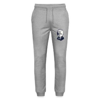 Junger Gentleman - Stanley/Stella Unisex Bio Jogginghose Mover  - Grau meliert - Vorne - Marisol (170cm) & Nik (191cm)