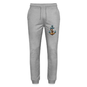 Anchor Symbol Harbour - Stanley/Stella Mover Unisex Organic Jogging Trousers - heather grey - Front - Marisol (170cm) & Nik (191cm)