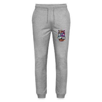 Switzerland 2025 Holiday Fuchs Swiss - Stanley/Stella Mover Unisex Organic Jogging Trousers - heather grey - Front - Marisol (170cm) & Nik (191cm)