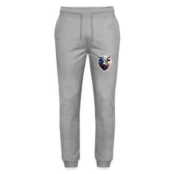 Stier / Bulle / Tier / Hörner / Stierkampf - Stanley/Stella Unisex Bio Jogginghose Mover  - Grau meliert - Vorne - Marisol (170cm) & Nik (191cm)