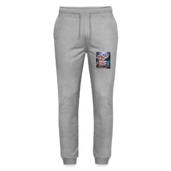 Lake Garda, Italy - Stanley/Stella Mover Unisex Organic Jogging Trousers - heather grey - Front - Marisol (170cm) & Nik (191cm)