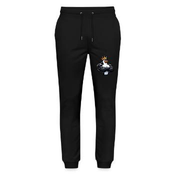 Strong Penguin King Fitness Training - Stanley/Stella Mover Unisex Organic Jogging Trousers - black - Front - Marisol (170cm) & Nik (191cm)