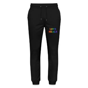 Love Heals Accessoires LGBTQ Rainbow Pride - Pantalon de jogging bio MOVER Stanley/Stella unisexe - noir - Devant - Marisol (170cm) & Nik (191cm)