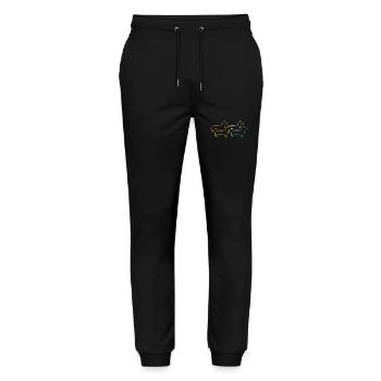 Hund Dackel - Stanley/Stella Unisex Bio Jogginghose Mover  - Schwarz - Vorne - Marisol (170cm) & Nik (191cm)
