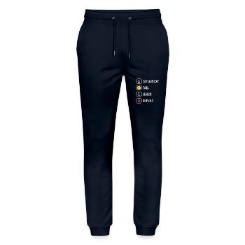 Science, Physique, Chimie, Expérience - Pantalon de jogging bio MOVER Stanley/Stella unisexe - marine - Devant - Marisol (170cm) & Nik (191cm)