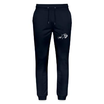 Skateboarding Heartbeat - Stanley/Stella Mover Unisex Organic Jogging Trousers - navy - Front - Marisol (170cm) & Nik (191cm)
